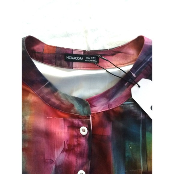 Noracora Women's Colorful Multicolor Blouse Top Shirt 3/4 Sleeve XXL NEW - Picture 5 of 13